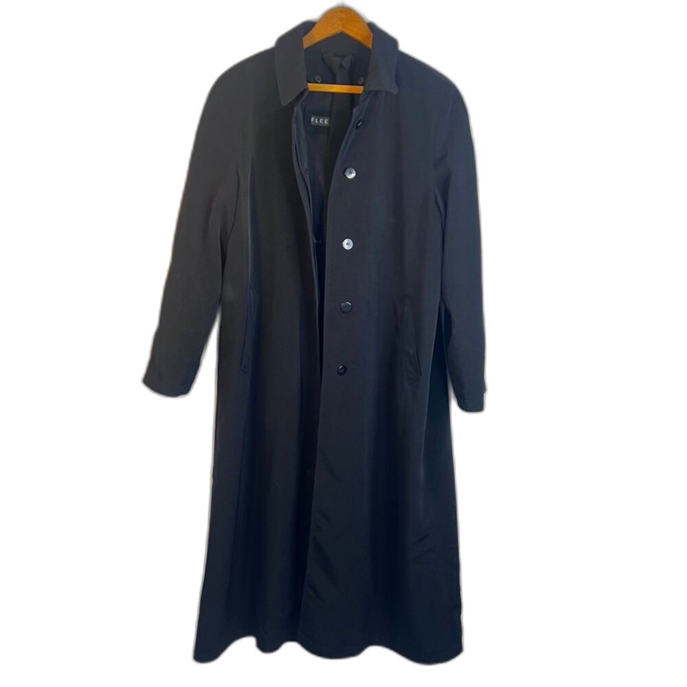 Fleet Street Basic Black Trench Coat Classic Time… - image 1